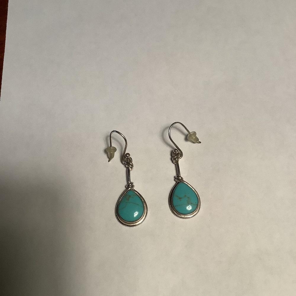 Turquoise and sterling silver drop earrings